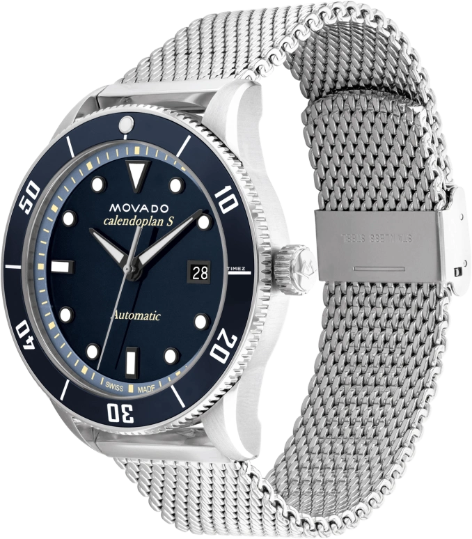 Movado,Heritage Series 43mm,43mm,Stainless Steel,Blue,Automatic,Day,Sapphire,Crystal Glass,3650136