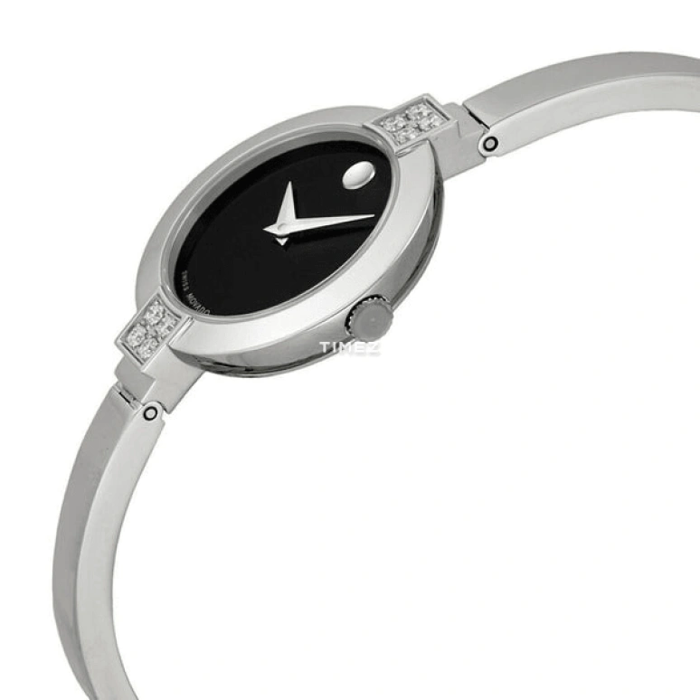 Movado,Bela 24mm,24mm,Stainless Steel,Black,Quartz,Sapphire,Crystal Glass,Diamonds,0605855 