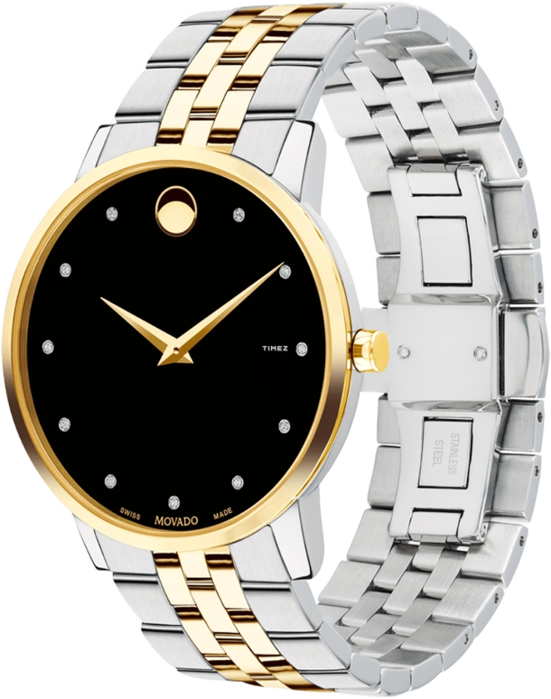 Movado,Museum Classic 40mm,40mm,Stainless Steel,Black,Quartz,Sapphire,Round,0607202