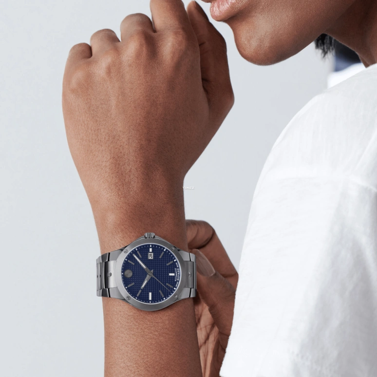 Movado,Movado SE 41mm,41mm,Stainless Steel,Blue,Automatic,Day,Sapphire,Crystal Glass,0607553