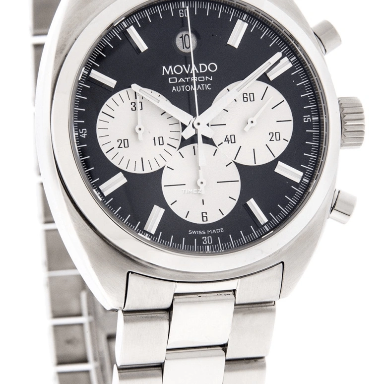 Movado,Datron 40mm,40mm,Stainless Steel,Black,Silver,Automatic,Chronograph,Day,0606364 