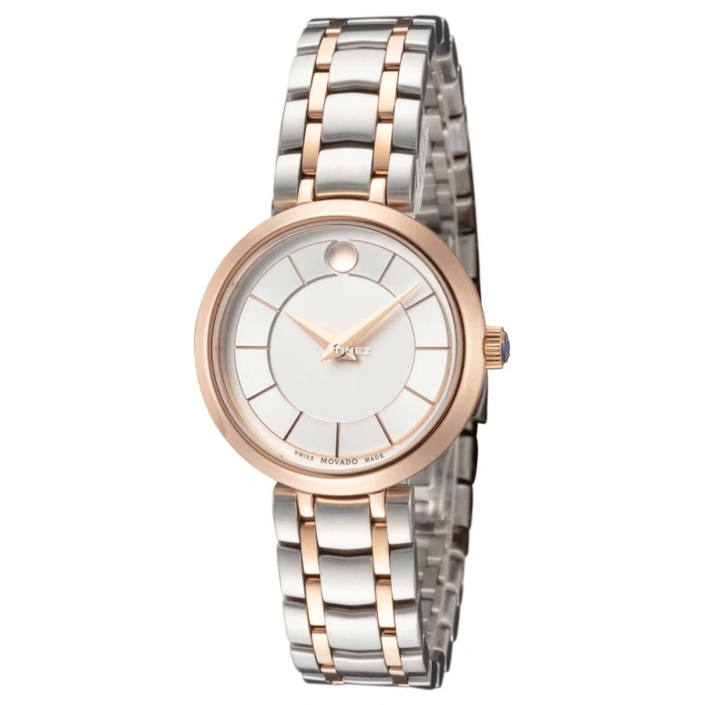 Movado,Other 28mm,28mm,Stainless Steel,Rose Gold,Silver,Quartz,Sapphire,Crystal Glass,Round,0607099