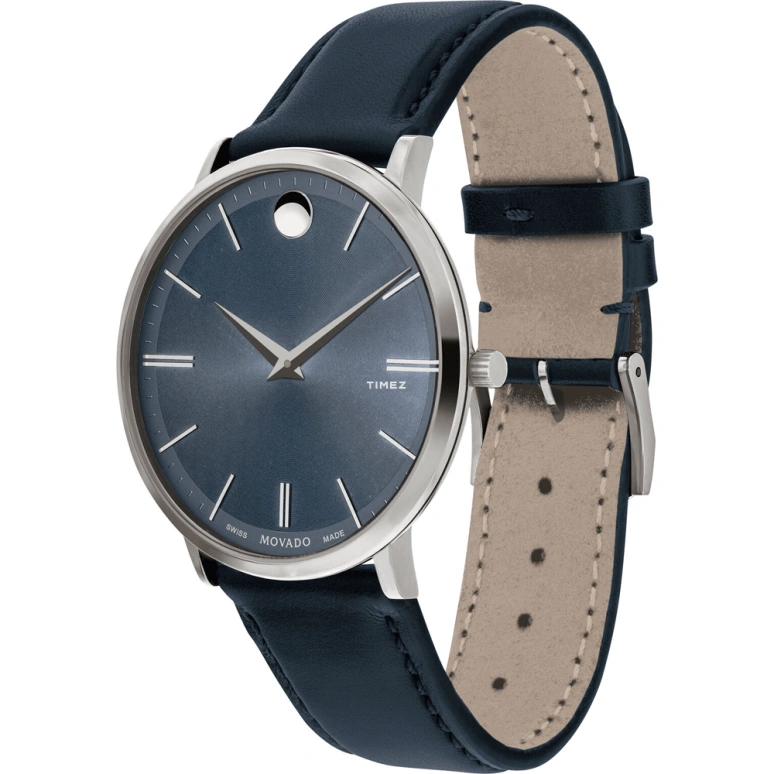 Movado,Ultra Slim 40mm,40mm,Stainless Steel,Blue,Quartz,Sapphire,Crystal Glass,Round,0607400