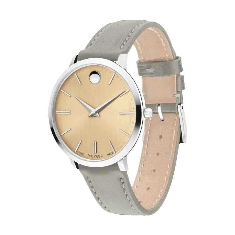 Movado,Ultra Slim 35mm,35mm,Stainless Steel,Gold,Quartz,Sapphire,Crystal Glass,Round,0607372