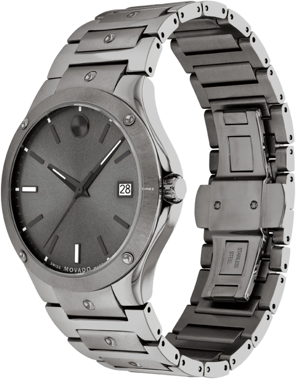 Movado,Movado SE 41mm,41mm,Stainless Steel,Grey,Quartz,Day,Sapphire,Crystal Glass,0607515