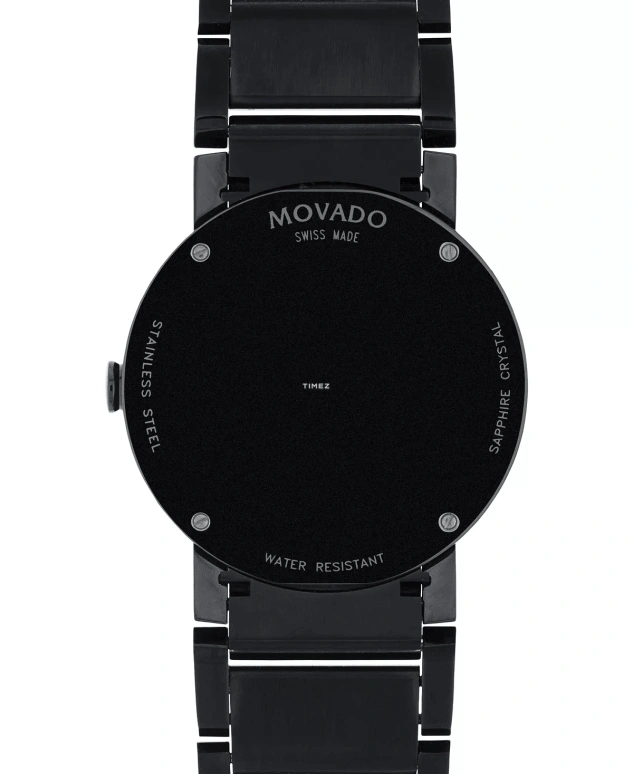Movado,Sapphire 38mm,38mm,Stainless Steel,Black,Quartz,Sapphire,Crystal Glass,Round,0606307