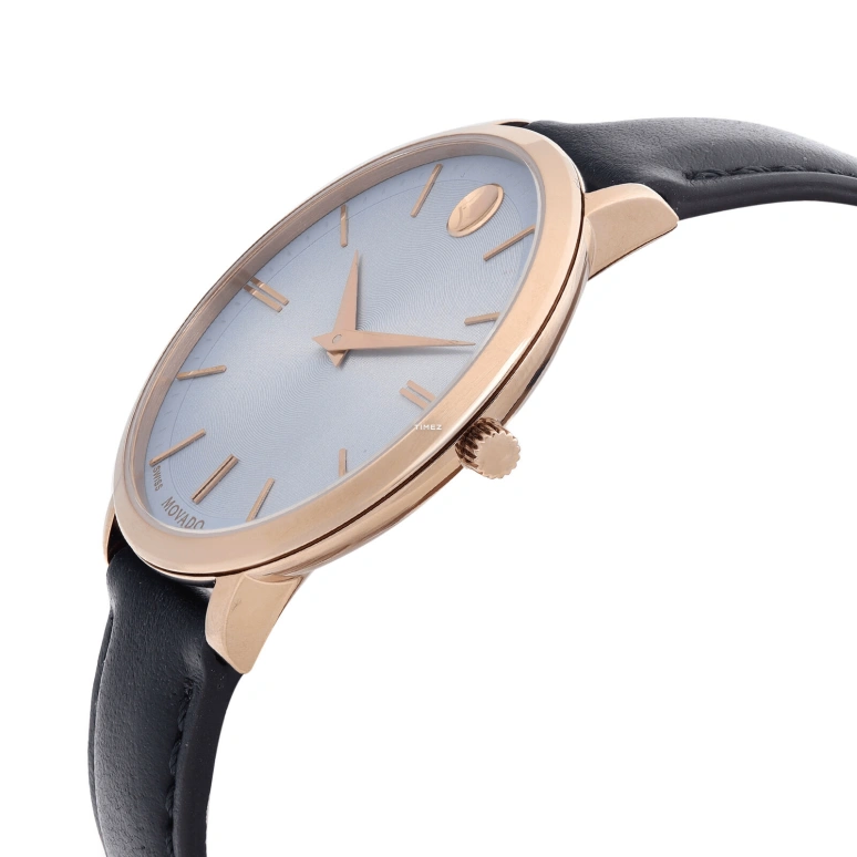 Movado,Ultra Slim 35mm,35mm,Stainless Steel,Rose Gold,Blue,Quartz,Sapphire,Crystal Glass,Round,0607402