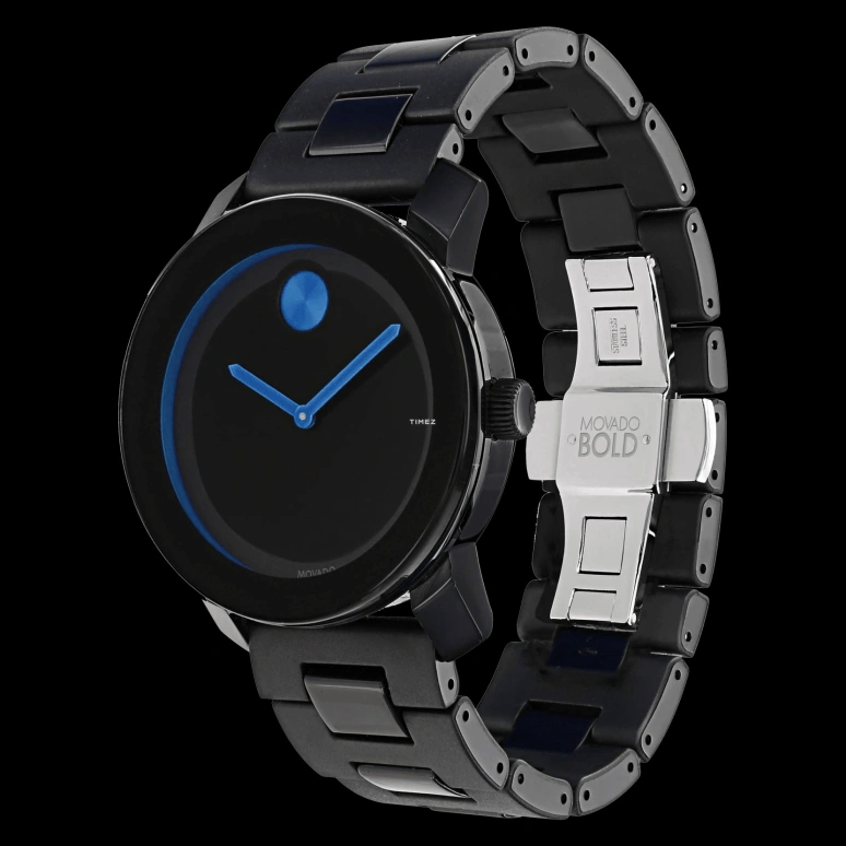 Movado,Movado BOLD 42mm,42mm,Composite,Stainless Steel,Black,Quartz,Crystal Glass,Round,3600099