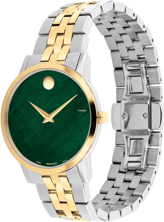 Movado,Museum Classic 33mm,33mm,Stainless Steel,Green,Quartz,Round,Silver,0607631