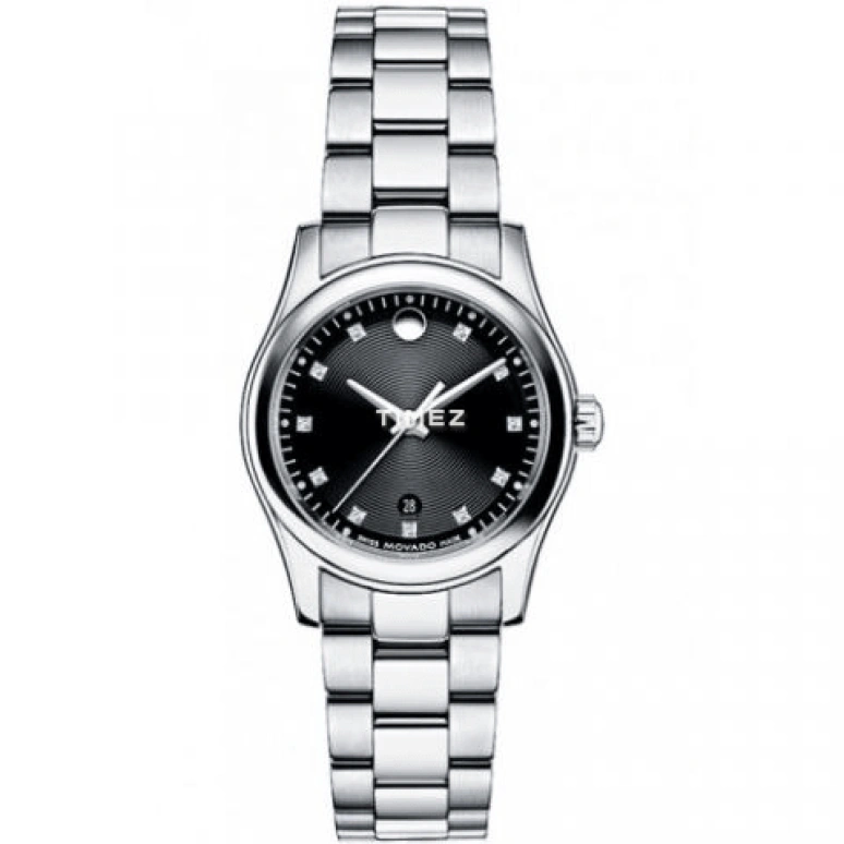 Movado,Other 28mm,28mm,Stainless Steel,Black,Quartz,Day,Sapphire,Crystal Glass,0606497 