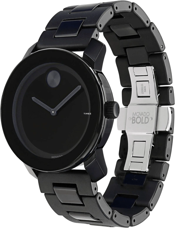 Movado,Movado BOLD 42mm,42mm,Composite,Stainless Steel,Black,Quartz,Crystal Glass,Round,3600047 