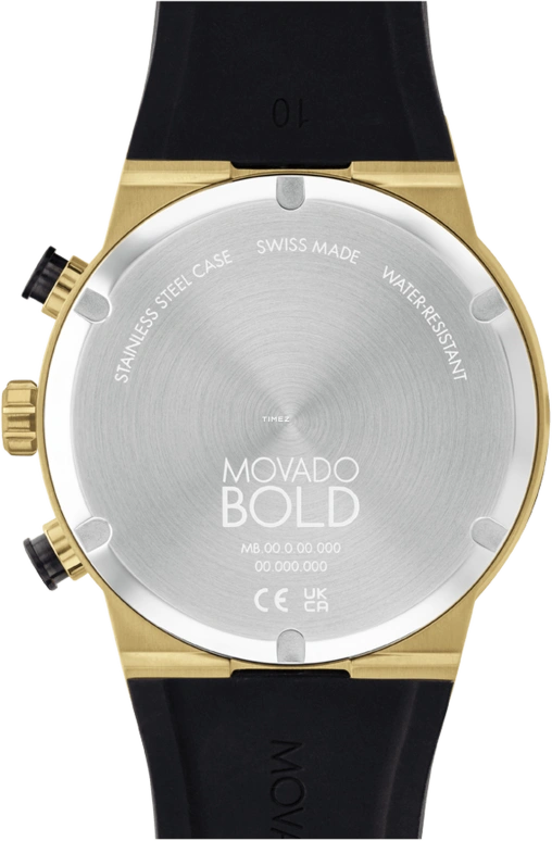 Movado,BOLD Fusion 44mm,44mm,Stainless Steel,Black,Gold,Chronograph,Date,Day,3600895