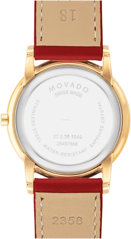 Movado,Museum Classic 33mm,33mm,Stainless Steel,Red,Quartz,Sapphire,Round,0607713