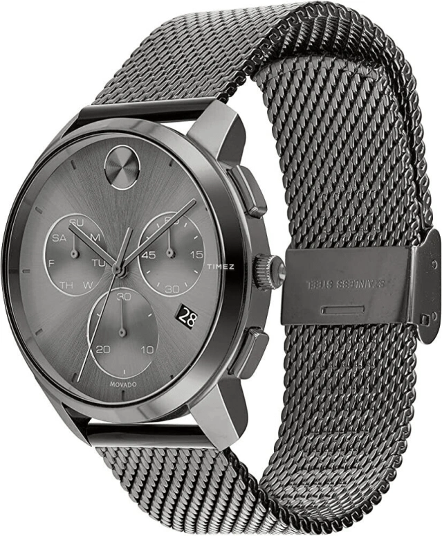 Movado,Movado BOLD 42mm,42mm,Stainless Steel,Grey,Quartz,Chronograph,Date,Day,3600635