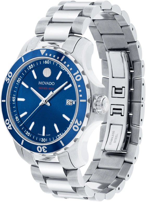 Movado,800 40mm,40mm,Stainless Steel,Blue,Automatic,Day,Sapphire,2600137