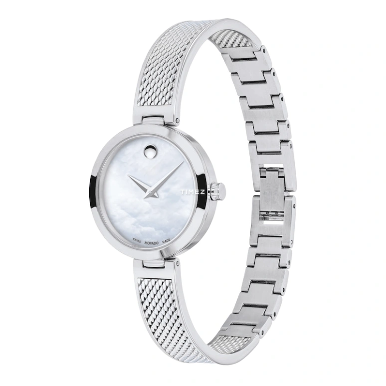 Movado,Amika 27mm,27mm,Stainless Steel,White,Quartz,Crystal Glass,Round,0607361