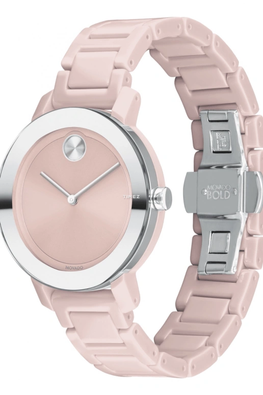 Movado,Movado BOLD 36mm,36mm,Stainless Steel,Ceramic,Pink,Quartz,Sapphire,Crystal Glass,Round,3600709