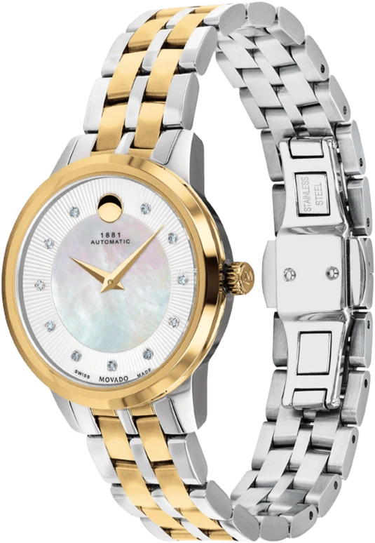 Movado,1881 Automatic 30mm,30mm,Stainless Steel,White,Automatic,Round,Silver,0607489