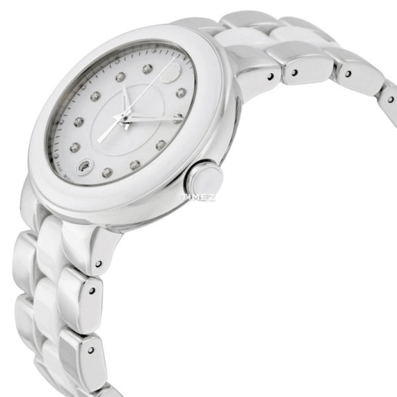 Movado,Cerena 36mm,36mm,Stainless Steel,White,Quartz,Day,Sapphire,Crystal Glass,0606540 
