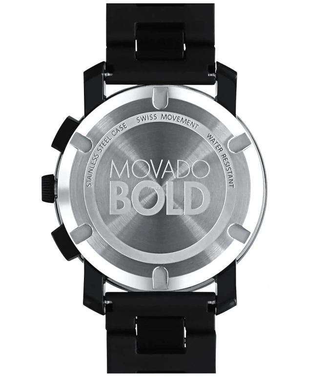 Movado,Movado BOLD 43.50mm,43.50mm,Composite,Stainless Steel,Black,Quartz,Chronograph,Day,3600048 