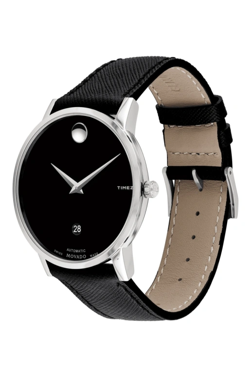 Movado,Museum Classic 40mm,40mm,Stainless Steel,Black,Automatic,Day,Sapphire,Crystal Glass,0607473