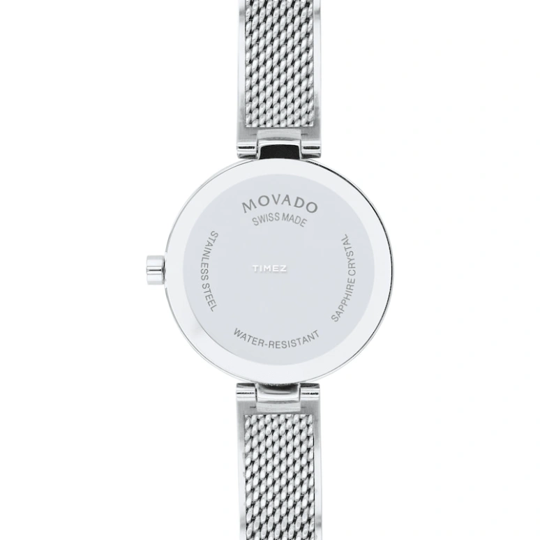 Movado,Amika 27mm,27mm,Stainless Steel,White,Quartz,Crystal Glass,Round,0607361