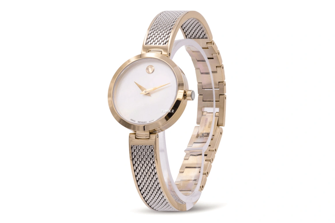 Movado,Amika 27mm,27mm,Stainless Steel,Rose Gold,White,Quartz,Crystal Glass,Round,0607363