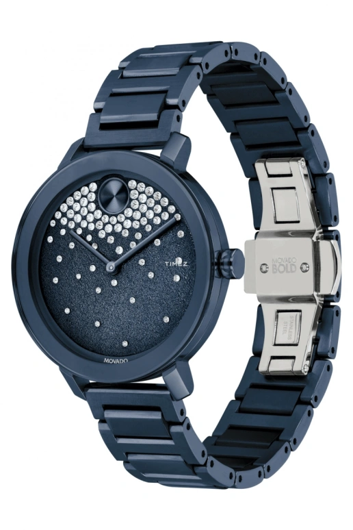 Movado,Movado BOLD 34mm,34mm,Stainless Steel,Blue,Quartz,Sapphire,Crystal Glass,Round,3600706