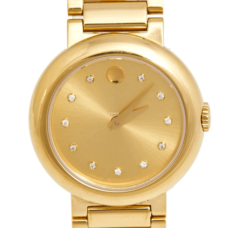 Movado,Concerto 26.50mm,26.50mm,Stainless Steel,Gold,Quartz,Sapphire,Crystal Glass,Round,0606791