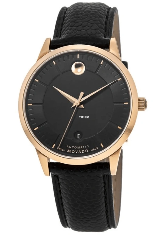 Movado,Other 39.50mm,39.50mm,Stainless Steel,Rose Gold,Black,Automatic,Day,Sapphire,Crystal Glass,0607062