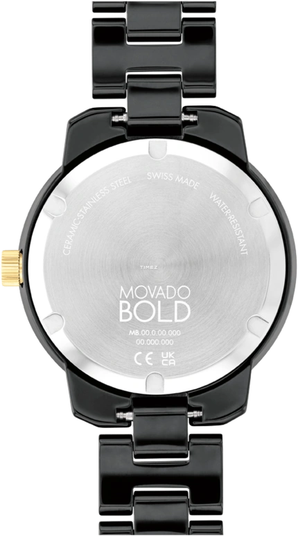 Movado,BOLD Verso 39mm,39mm,Ceramic,Black,Day,Sapphire,Crystal Glass,Round,3600936