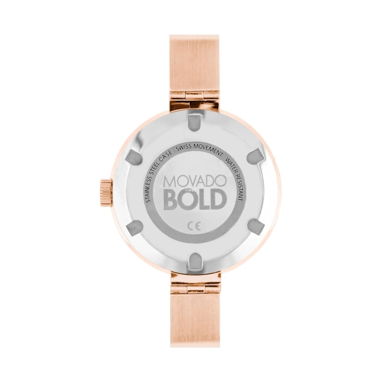 Movado,Movado BOLD 34mm,34mm,Stainless Steel,Rose Gold,Rose Gold,Quartz,Sapphire,Crystal Glass,Round,3600202