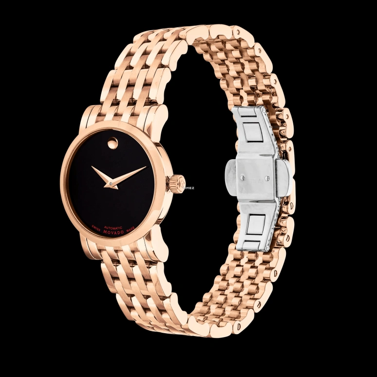 Movado,Red Label 26mm,26mm,Stainless Steel,Rose Gold,Black,Automatic,Sapphire,Crystal Glass,Round,0607064