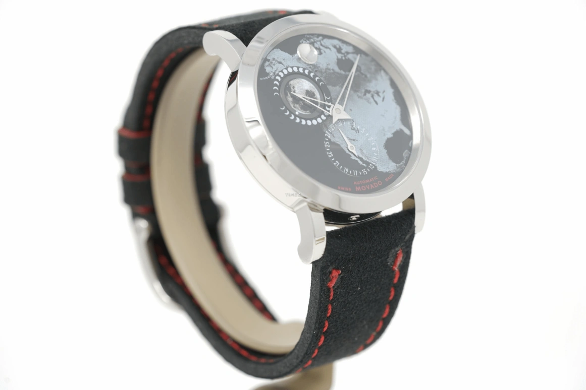 Movado,Red Label 42mm,42mm,Stainless Steel,Black,Grey,Automatic,Moonphase,Day,0606566