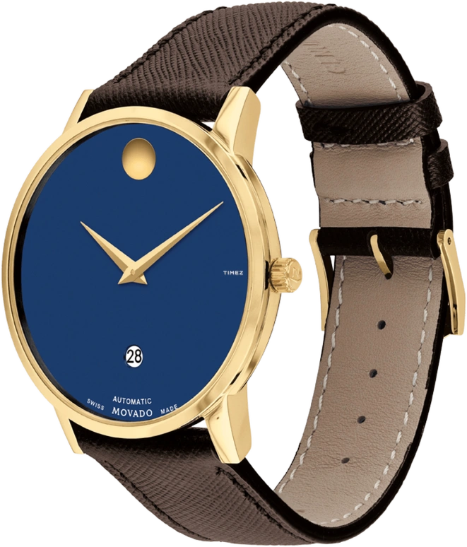 Movado,Museum Classic 40mm,40mm,Stainless Steel,Blue,Automatic,Day,Sapphire,0607806