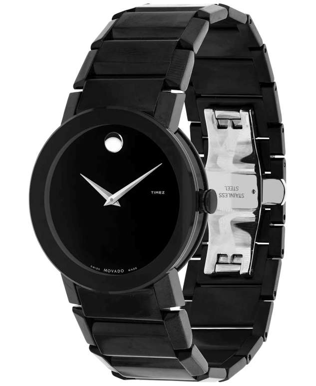 Movado,Sapphire 38mm,38mm,Stainless Steel,Black,Quartz,Sapphire,Crystal Glass,Round,0606307