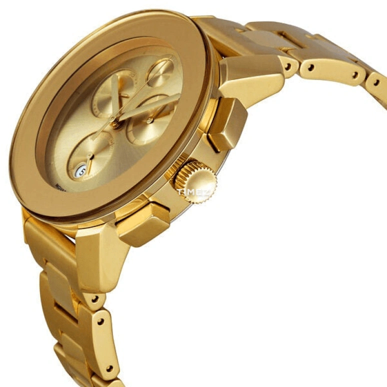 Movado,Movado BOLD 28mm,28mm,Stainless Steel,Gold,Quartz,Chronograph,Day,3600076 