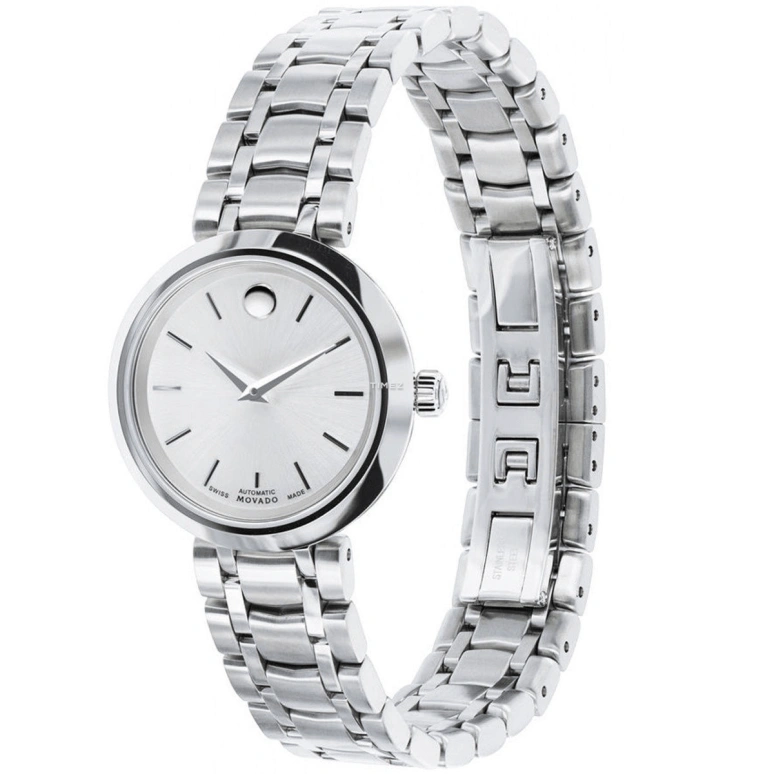 Movado,Other 27mm,27mm,Stainless Steel,White,Quartz,Sapphire,Crystal Glass,Round,0606917
