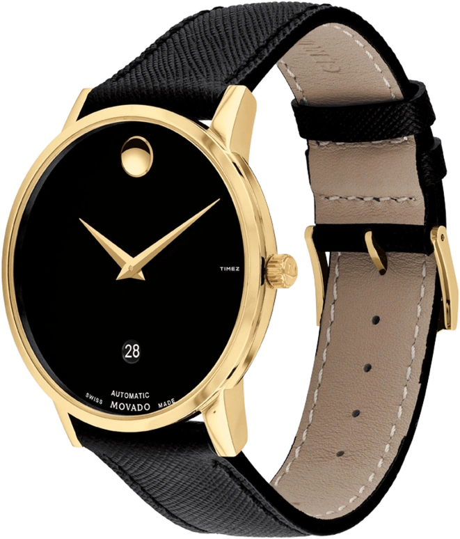 Movado,Museum Classic 40mm,40mm,Stainless Steel,Black,Automatic,Day,Sapphire,Crystal Glass,0607566