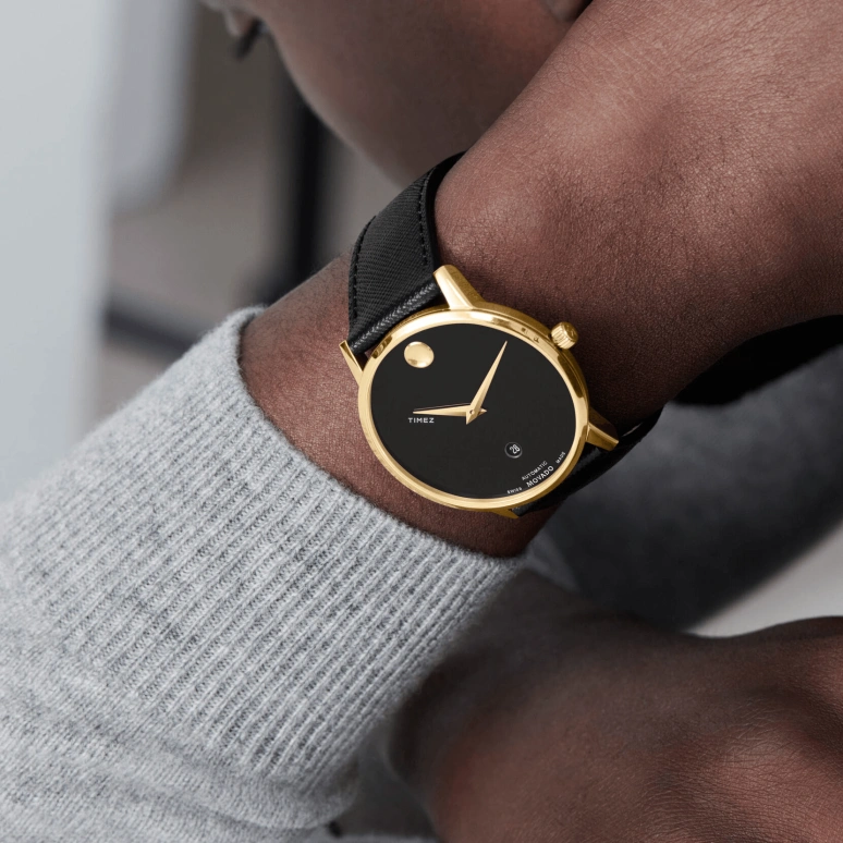 Movado,Museum Classic 40mm,40mm,Stainless Steel,Black,Automatic,Day,Sapphire,Crystal Glass,0607566