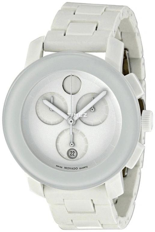 Movado,Movado BOLD 38mm,38mm,Composite,Stainless Steel,White,Quartz,Chronograph,Day,3600057