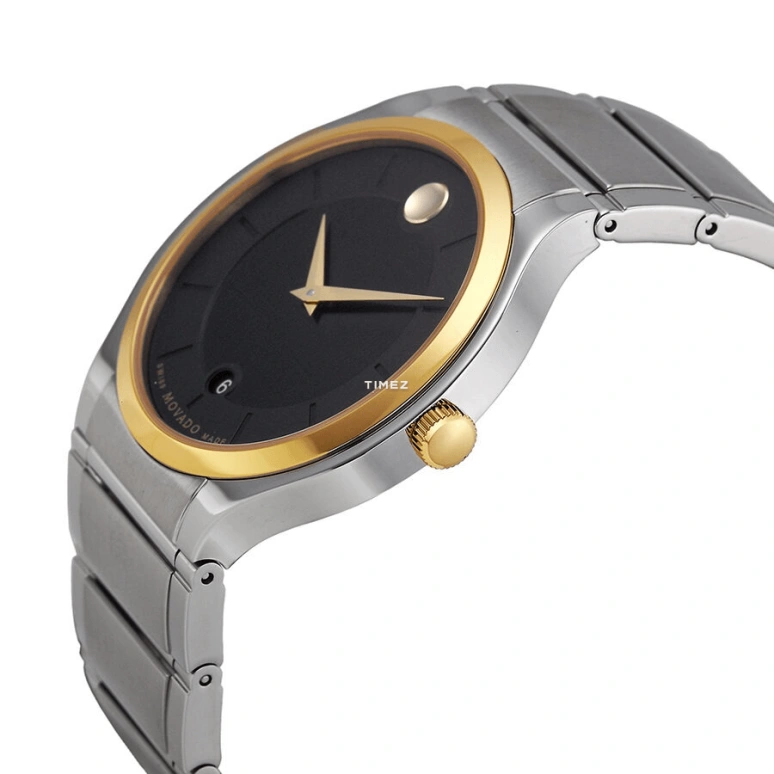 Movado,Quadro 40mm,40mm,Stainless Steel,Bi-color,Black,Quartz,Day,Sapphire,Crystal Glass,0606480 