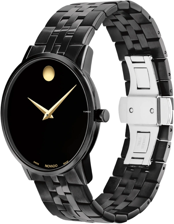 Movado,Museum Classic 40mm,40mm,Stainless Steel,Black,Quartz,Sapphire,Round,0607626