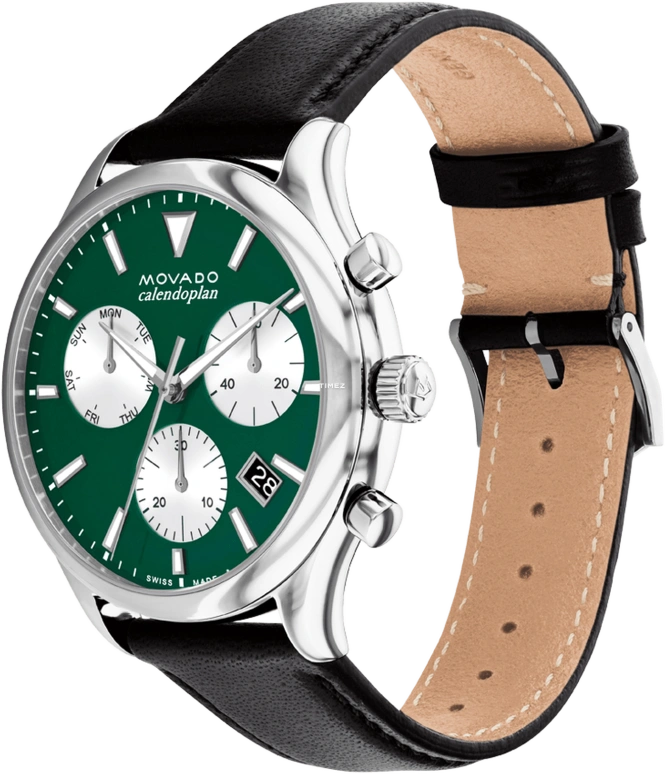 Movado,Heritage Series 43mm,43mm,Stainless Steel,Green,White,Automatic,Chronograph,Date,Day,3650149