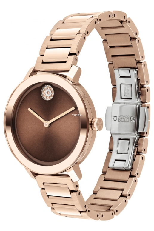 Movado,Movado BOLD 34mm,34mm,Stainless Steel,Chocolate,Brown,Quartz,Sapphire,Crystal Glass,Round,3600690