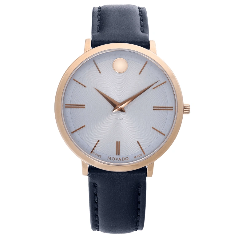 Movado,Ultra Slim 35mm,35mm,Stainless Steel,Rose Gold,Blue,Quartz,Sapphire,Crystal Glass,Round,0607402