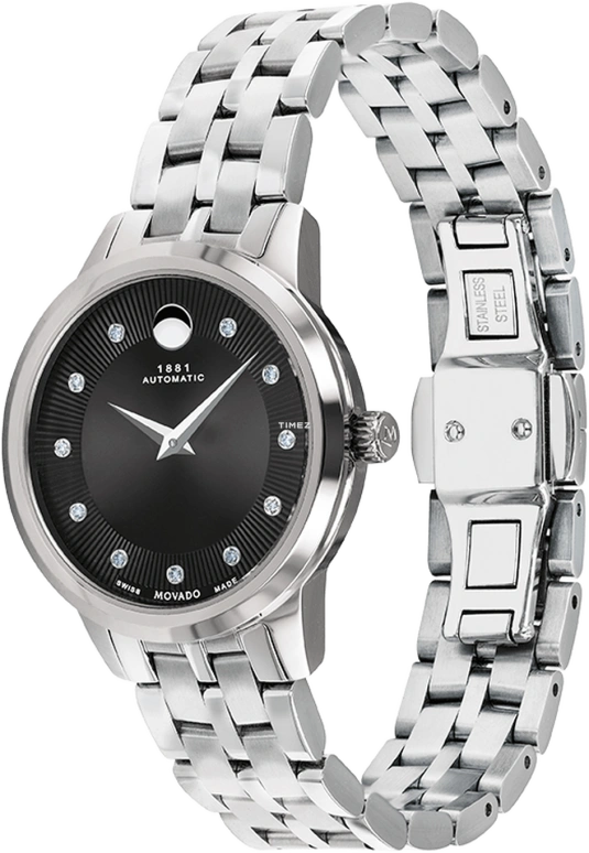 Movado,1881 Automatic 30mm,30mm,Stainless Steel,Black,Automatic,Round,Silver,0607469