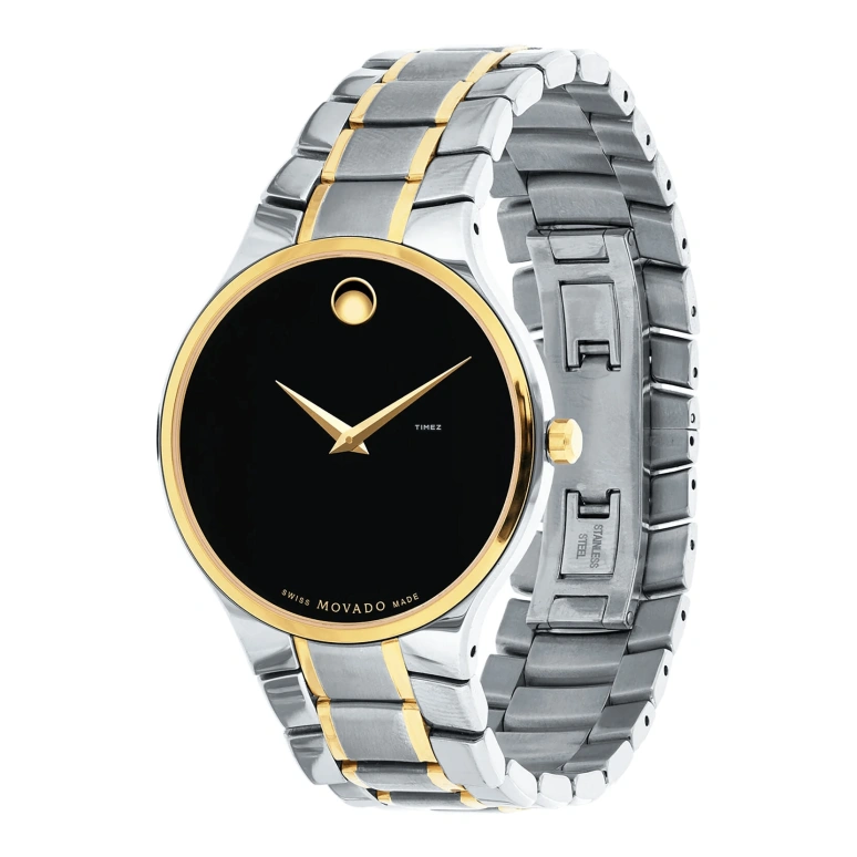 Movado,Serio 38mm,38mm,Stainless Steel,Bi-color,Black,Quartz,Sapphire,Crystal Glass,Round,0606901