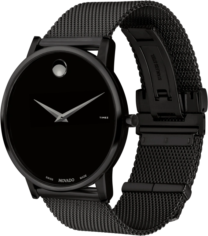 Movado,Museum Classic 40mm,40mm,Stainless Steel,Black,Quartz,Sapphire,Crystal Glass,0607395