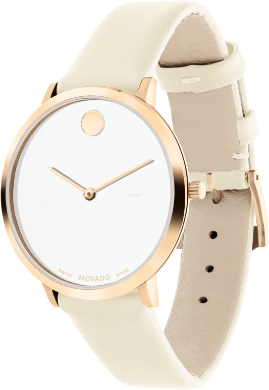 Movado,Modern 47 35mm,35mm,Stainless Steel,Rose Gold,White,Quartz,Sapphire,Crystal Glass,Round,0607389